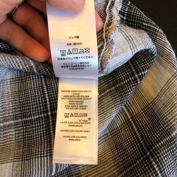 Lauren Ralph Lauren black/white plaid bellsleeves - Picture 10 of 11